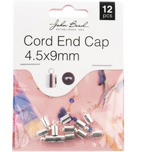 John Bead Must Have Findings Metal Silver 4.5x9mm Cord End Caps for Jewelry Making Findings, 12 Pieces - 1 of 2