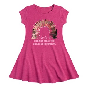 Girls' - Barbie - Friends Brightest Rainbow Fit & Flair Cap Sleeve Dress - 1 of 1