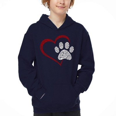 LA Pop Art Paw Heart - Boy's Word Art Hooded Sweatshirt