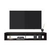 59.1" FSC Certified Engineered Wood Black Wenge TV Stand with 2 Shelves and Compact Design for Living Room - 3 of 4