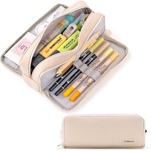 Paaaawaters Large Capacity Pencil Case 3 Compartment Pouch Pen Bag for School Teen Girl Boy Men Women (Pink) - 1 of 4