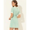 Allegra K Women's Summer Ruffle Neck Lace Panel Short Sleeve Check Gingham Dress - 4 of 4