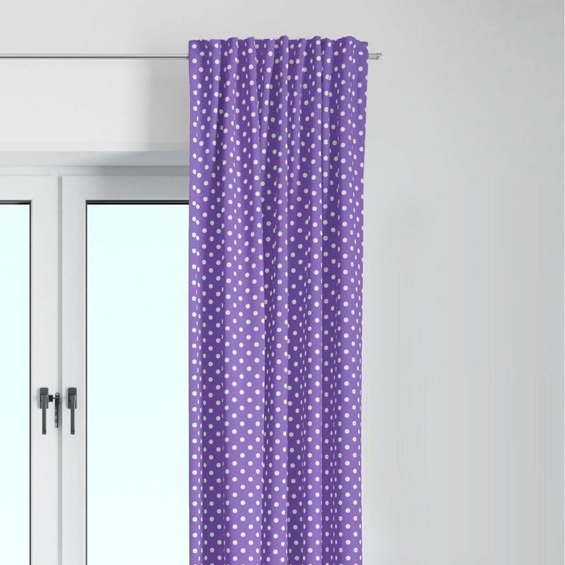 Bacati - Pin Dots Purple Cotton Printed Single Window Curtain Panel, 1 of 5