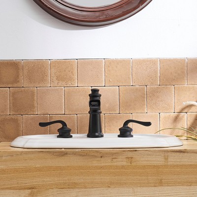 Matte Black Widespread Waterfall Bathroom Faucet with Lever Handles