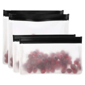 Unique Bargains Reusable Leakproof Zip PEVA Freezer Food Storage Bags 4 Pcs - 1 of 4