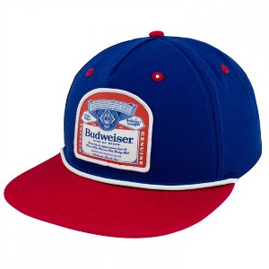 Adult Budweiser Vintage Bottle Label Navy & Red Rope Hat - 1 of 4