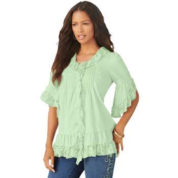 Roaman's Women's Plus Size Whitney Lace Shirt