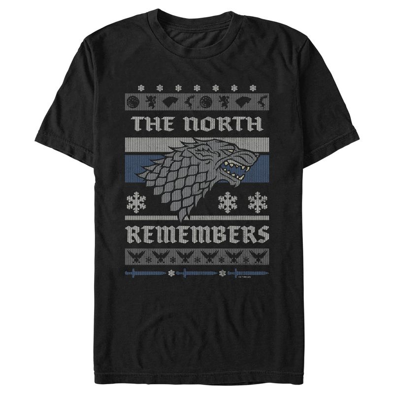 Men's Game of Thrones The North Remembers Ugly Christmas Sweater T-Shirt, 1 of 6