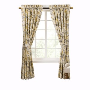 Ellis Curtain Regency 3" Rod Pocket Curtain Panel Pair with Tiebacks Grey - 1 of 4