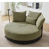 51" Oversized Round Swivel Chair, 2-Seater Lounge with Adjustable Phone Stand, Pillows & Pulley Base for Living Room-3irtyhousy - 2 of 4