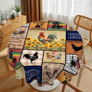Farmhouse Tablecloth, Farm Country Rooster Plaid Rectangle Table Clothes for Dining Room, Party, Weddin Home Decor - 1 of 4