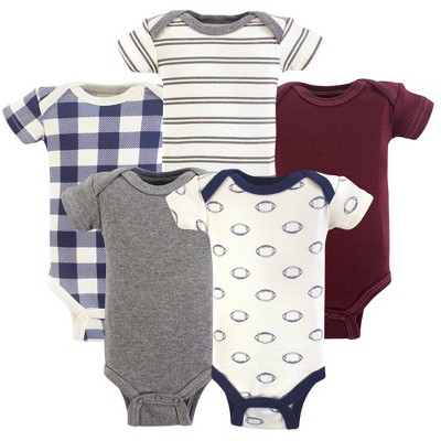 Hudson Baby Infant Boy Cotton Preemie Bodysuits 5pk, Basic Football, Preemie