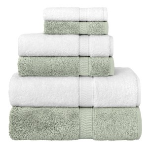 6pc Sinemis Terry Towels Green/White - Linum Home Textiles - 1 of 4