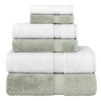 6pc Turkish Cotton Sinemis Terry Towels Green/White - Linum Home Textiles