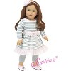 Sophia’s Striped Tulle Hem Dress, Leggings, & Headband for 18” Dolls, Pink/Gray - 3 of 3