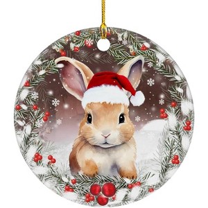 Lomsoe Bunny Lovers Ceramic Christmas Ornament Ornaments for Christmas Tree Hanging Decor Christmas Holiday Decor Bunny Gifts Christmas Ornament Gift - 1 of 1