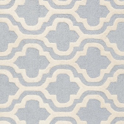 Hand-tufted Cambridge Square Wool Rug in Light Blue and Ivory