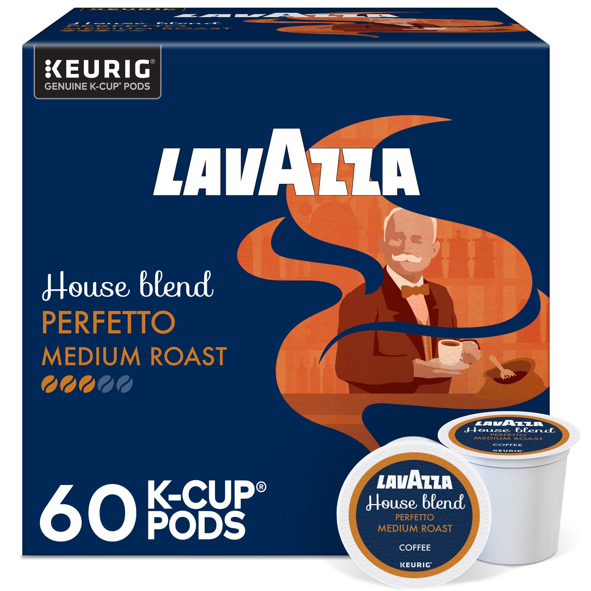 Lavazza House Blend Perfetto Single-Serve Coffee K-Cup® Pods for Keurig® Brewer, 60 Count