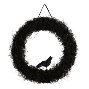 Nearly Natural 30-in Halloween Black Raven Twig Wreath - 1 of 4