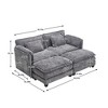 NicBex Chenille Sectional Sofa with 2 Ottomans and Removable Armrests for Living Room,Bedroom,Apartment,Gray - 3 of 4