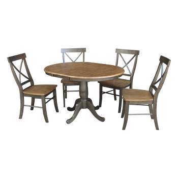 36" Harry Round Extendable Dining Table with 4 Chairs - International Concepts