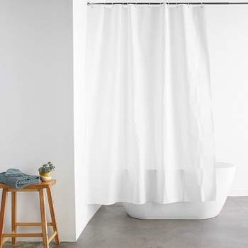 Kate Aurora Hotel Collection Extra Long Heavyweight PEVA Vinyl White Shower Curtain Liner - 84 in. Long