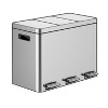 Kitchen Trash Can, Rectangular Kitchen Waste Bin, Dual Separate Compartment Recycle Bin with Removable Plastic Inner Buckets, Soft Step-on with Lid - 3 of 4