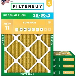 Filterbuy 28x30x2 Air Filter (4-Pack), Pleated MERV 11 Allergen Defense Replacement HVAC AC Furnace Filters (Actual Size: 27.75 x 29.75 x 1.75) - 1 of 4