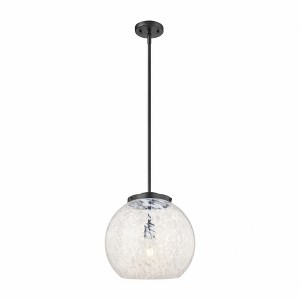 White Mouchette - 1 Light Stem Hung Pendant In Modern Style-17 Inches Tall and 13.75 Inches Wide - 1 of 1