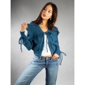 Jess by Meiko Women's Lightweight Flouncy Tie Cardigan - 1 of 4