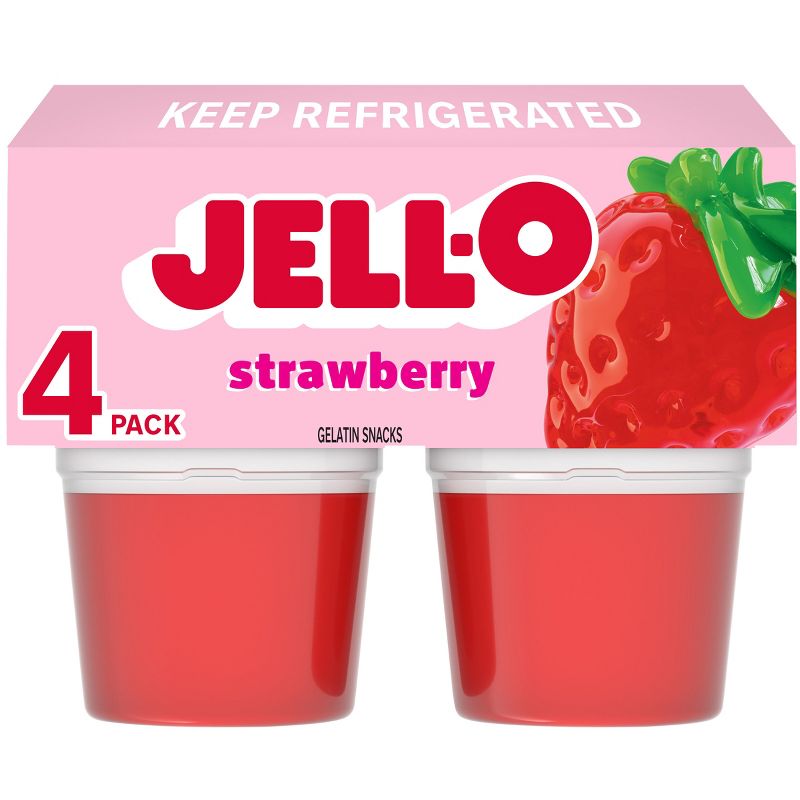 Jell-O Original Strawberry Jello Cups Gelatin Snack - 13.5oz/4ct, 1 of 14