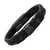 Steeltime Men's braided leather and black ip stainless steel bracelet. Color Options: Black, Brown - 2 of 4