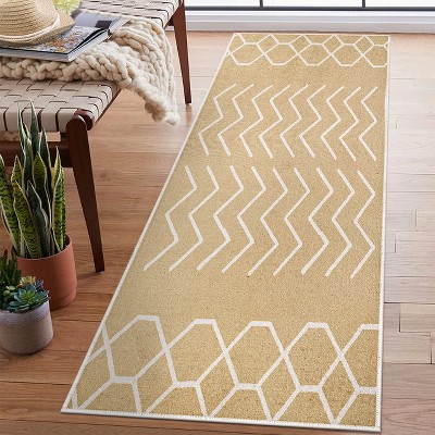 SussexHome Non Skid Washable Laundry Room Rug Runner - 20 x 59 Inch Heavy Duty Thin 70 % Cotton Indoor Laundry Mat for Laundry - Rispetto Beige
