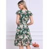 Allegra K Women's Floral Chiffon Flutter Sleeve Belted Square Neck Ruffled Hem Dress - 4 of 4