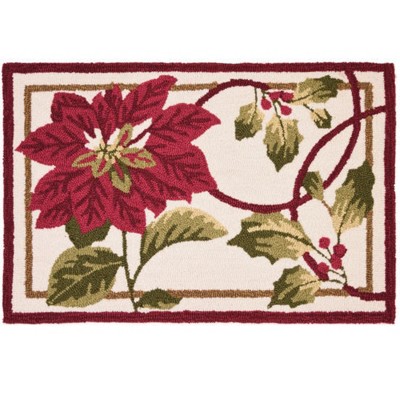 Homefires Holiday Trim Doormat, 22"x34" – Festive Red and Green Border Accent Rug for Seasonal Indoor/Outdoor Entryways
