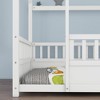 Full Size Wooden Floor Bed with House Roof Frame and Fence Guardrails for Kids Bedroom - 3 of 4