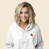 Dalix Strawberry Embroidered Fleece Cropped Hoodie Cold Fall Winter Women - 3 of 4