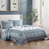 Bebejan Aquamarine Medallion 100% Cotton 3-Piece Reversible Quilted Coverlet Set - 2 of 4