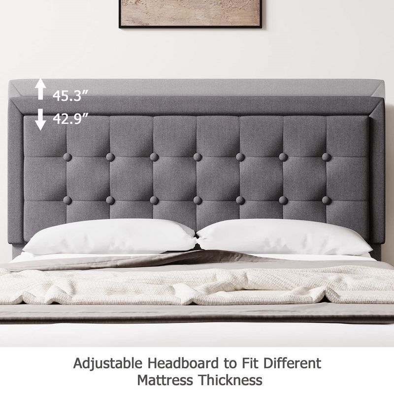 Modern Upholstered Platform Bed with Button Tufted Headboard, 5 of 7