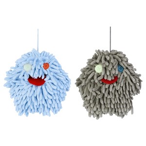 REGALWOVEN Soft Absorbent Chenille Decorative Hanging Ball Hand Towels 2 Pcs - 1 of 4
