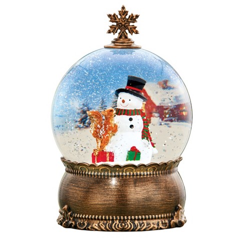 Collections Etc Hand-Painted Musical Snowman Flurry Snow Globe - Plays 8  Christmas Songs 4.5 X 4.5 X 7.5