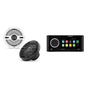 Fusion MS-RA770 Apollo Source Unit w/ Clarion CMS-651-CWB 6.5-inch Coaxial Marine Speakers ( Includes White & Black Classic Grilles ) - 1 of 4