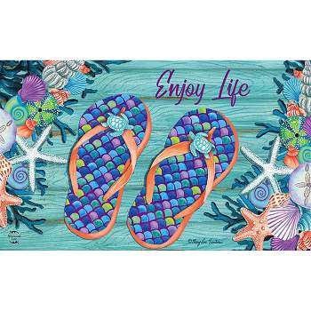 Life's A Beach Starfish Doormat 18 x 30 Extra Thick Handwoven, Durable