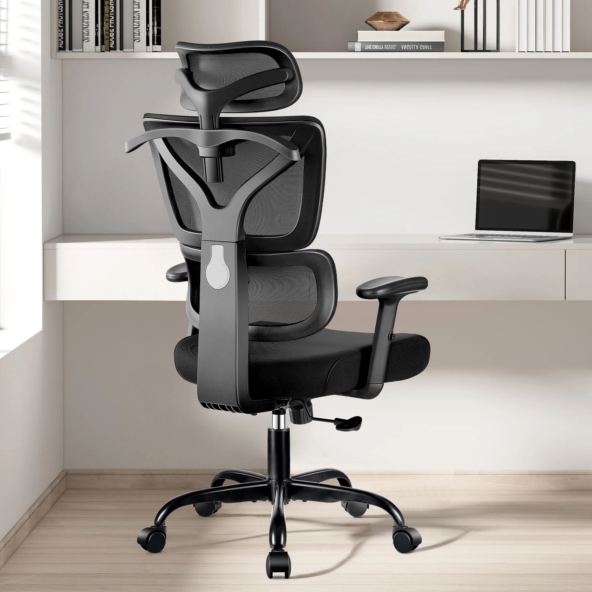 KERDOM Ergonomic High Back Executive Office Chair, Height Adjustable PU Leather Desk Chair, Black