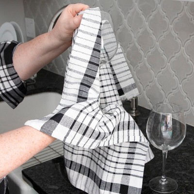 Black and White Checkered Cotton Kitchen Towel Set