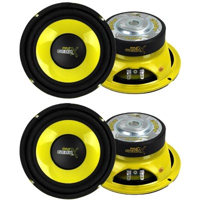 Pyle PLG64 6.5" 1200W Car Audio Mid Bass/Midrange Subwoofer Speaker Set, 2 Pair