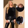 Allegra K Women's Sparkly Sequin Puff Long Sleeve Velvet Patchwork Party Top - 2 of 4