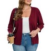 Women's Plus Size Cardigan Open Front Oversized Button Lightweight Sweaters V Neck Loose 3/4 Sleeve Cardigans Knit Outwear - 3 of 4