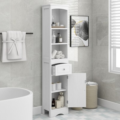 Tall Bathroom Cabinet, Freestanding Storage Cabinet with Drawer