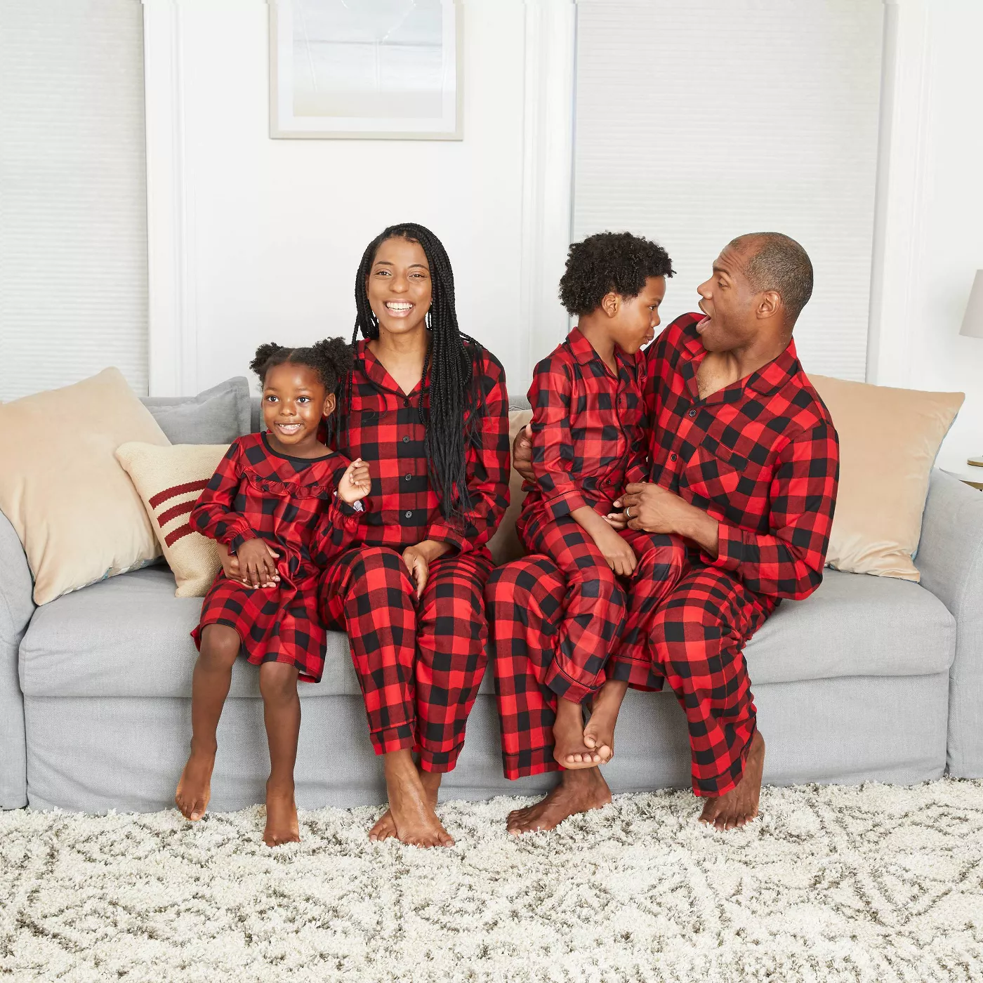 Christmas Crew Matching Pajamas And Pet Black Red - Family